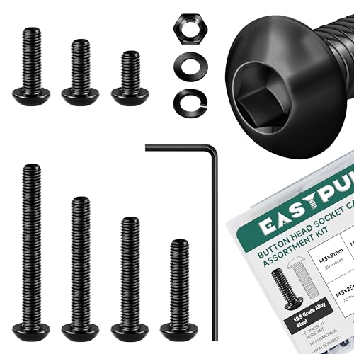 550Pcs M3 Screw Assortment Kit, M3 x 8/10/12/16/20/25/30mm Grade 10.9 Carbon Steel Metric Button Head Socket Cap Screws Nuts and Flat Washers, Machine Screw Assortment Kit for 3D Printing - color: (Black) Button Head, size: 550Pcs M3-0.5