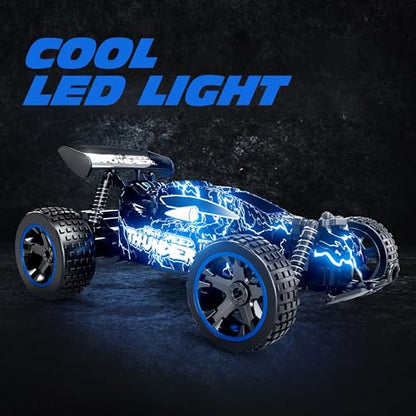 Tecnock RC Cars for Kids, 1:18 Scale 2WD RC Car with LED Lights, 2.4GHz Remote Control Car with USB-C Easy Charging & 50 Mins Playtime, Toys Gifts for Boys & Girls Ages 8-12 - color: Deep Blue