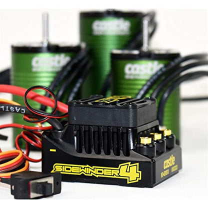 Castle Creations Sidewinder 4 Sensorless ESC & 1406 7700KV Brushless Motor Upgrade for 1/10 RC Vehicles On Road Edition, Black, Green