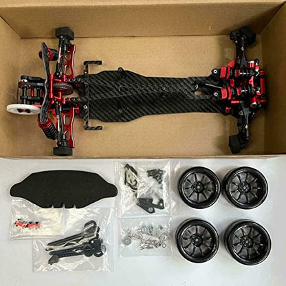 Alloy Carbon CF Chassis D5S Frame Kit Remodel Belt Drive Version 1/10 2Rear-Wheel Drift Car (Pink)