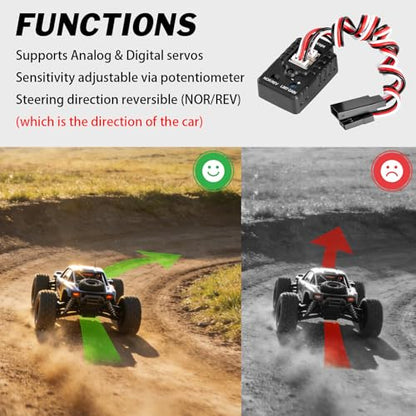RC Car Gyro Module Mini Gyro Stabilizer Automatic Stability Control Gyro Sensitivity Adjustable for RC Crawlers Drift Cars and Boats