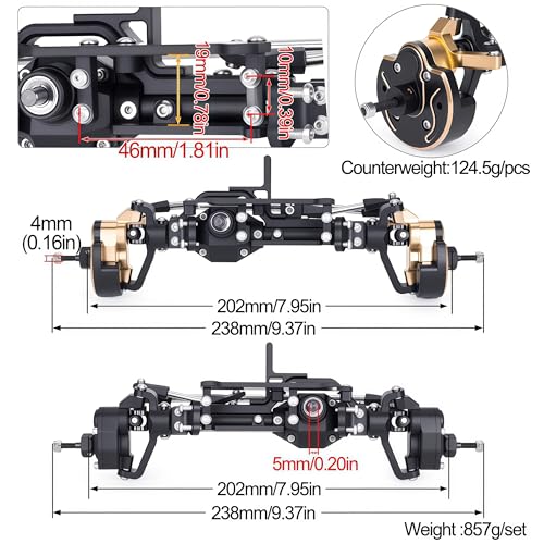 AMK Capra 1.9 Portal Axles Kit 857G, 4WS Front & Rear Axles with Isokinetic 3-Section CVD Shafts, 52° Max Steering, Low CG Battery Tray for Axial Capra 1.9 UTB10 1/10 RC Crawler Upgrade (Silvery) - color: Silvery