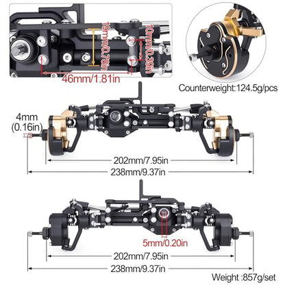 AMK Capra 1.9 Portal Axles Kit 857G, 4WS Front & Rear Axles with Isokinetic 3-Section CVD Shafts, 52° Max Steering, Low CG Battery Tray for Axial Capra 1.9 UTB10 1/10 RC Crawler Upgrade (Silvery) - color: Silvery