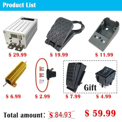 PWM 0-30s Soft Start/Soft Stop DC Motor Speed Controller with Variable Speed Padel Braking Resistor Gear Shifter Kit