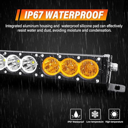 AUXTINGS 49 inch Single Row Dual Color LED Light Bar 270W Off Road Light Bar White Amber Combo LED Work Light Truck UTV 4x4 Cars SUVs ATVs Boats Fog Driving Light with Wiring Harness kit - size: 49 inch white amber