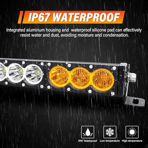 AUXTINGS 54 inch Single Row Dual Color LED Light Bar 300W Off Road Light Bar White Amber Combo LED Work Light Truck UTV 4x4 Cars SUVs ATVs Boats Fog Driving Light with Wiring Harness kit - size: 54 inch white amber