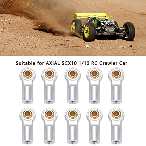 Alomejor RC Link Rod Ends,Lightweight Aluminum Durable Tie Rod End Ball Joint M3 10pcs Silver for RC Cars Trucks Drones Hobbyists Model Builders