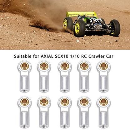 Alomejor RC Link Rod Ends,Lightweight Aluminum Durable Tie Rod End Ball Joint M3 10pcs Silver for RC Cars Trucks Drones Hobbyists Model Builders
