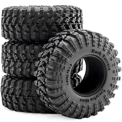1.3” RC Tires - 70x26mm All Terrain Tyres 4-Pack for TRX4M SCX24 Crawlers | Soft Sticky Rubber Tyre with Foam Insert for Mud/Rock Climbing Compatible with 1/18 1/24 AX24 TRX4M SCX24 FCX24 Micro Crawler