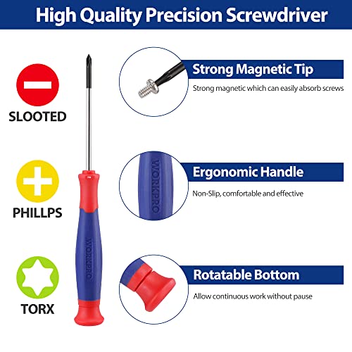 WORKPRO 33PCS Precision Repair Tool Kit, Screwdriver, Pliers Set with Pouch | Craft & Utility Knife, Precision Tweezers, Electronic Repair Applications, Portable Storage, Multi-Purpose DIY