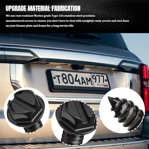 License Plate Screws, License Plate Screw Kit for Front & Rear Plates, 8PCS | Rust Proof License Plate Bolts, Stainless Steel Screws for US Domestic Vehicles & Select Imports - color: 8PCS Black