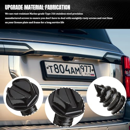 License Plate Screws, License Plate Screw Kit for Front & Rear Plates, 8PCS | Rust Proof License Plate Bolts, Stainless Steel Screws for US Domestic Vehicles & Select Imports - color: 8PCS Black