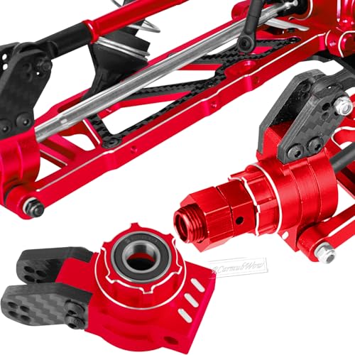 RC Upgrades Part for 1/8 Kraton/Outcast/Notorious 6S BLX,Alloy Front Rear Suspension Arms,Front Knuckles Steering Blocks &Rear Hub Stub Axle Carriers,Wing Mount &Wheelie Bar Set,Red - color: Red(1set)