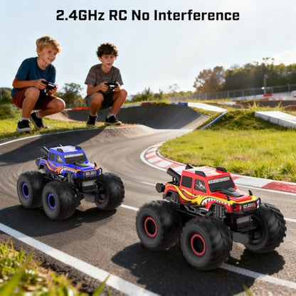 WayEee Amphibious Remote Control Car All Terrain RC Monster Truck Toys/Red | waterproof 4X4 monster truck off-road vehicles 2.4GHz remote control 1/18 Scale rc car toy for kids 6+ boys girls gifts - color: Red