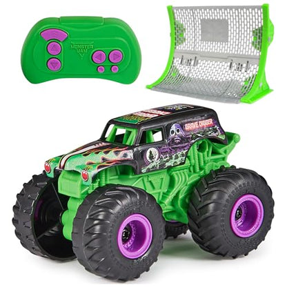 Monster Jam Official Grave Digger RC Truck with Ramp, 1:64 Scale