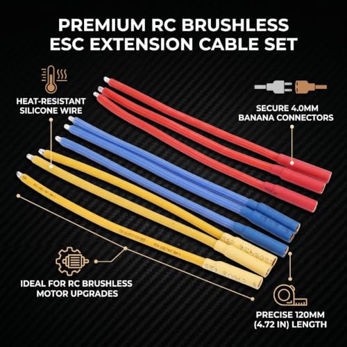 Drfeify ESC Extension Cable, 14AWG 4.0mm Banana Female Connector with 9Pcs Silicone Wire Set, for RC Brushless Motor