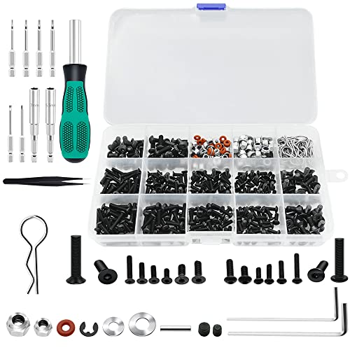 GLOBACT 531PCS RC Screw Kit RC Repair Tool for 1/8 1/10 1/12 1/16 RC Car | Fits Axial Redcat HPI Arrma Losi RC4WD