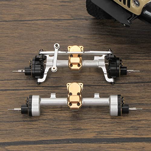 RCAWD Front Rear Portal Axle Set for Axial SCX24 Wrangler Bronco Gladiator C10 Deadbolt Crawlers Upgrade Parts (Silver) - color: Silver