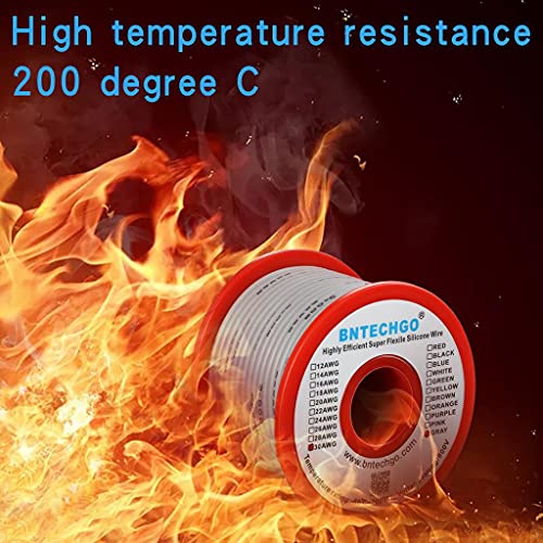 BNTECHGO 30 Gauge Silicone Wire Gray 100ft Stranded Tinned Copper Wire | Flexible 30 AWG Stranded Wire Silicone Rubber Insulation For RC Models, Drone, Robot, LED Lighting Systems, 3D Printer, DIY - size: 30 gauge silicone wire 100ft, style: Gray