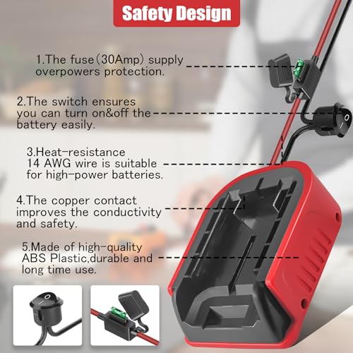 2 Packs Power Wheel Adapter for Craftsman 20V Battery Adapter Power Wheels Battery Converter Kit with Fuses & Wire Terminals, 14AWG Wire, Power Connector for DIY Rc Car Toys, Robotics and Rc Truck