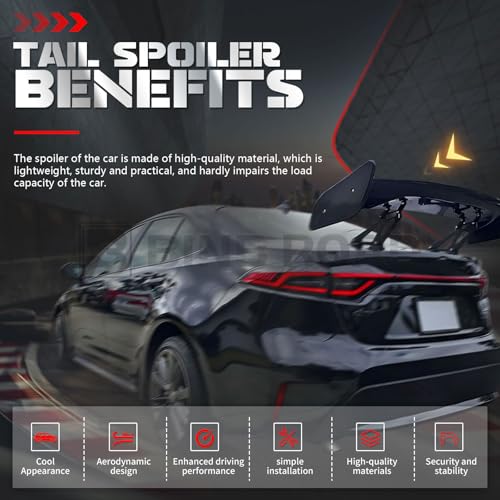 57" Car Rear GT Wing Spoiler, ABS & Aluminum Alloy Universal Rear Spoiler with Adjustable Bracket, Carbon Fiber - style: Carbon Fiber