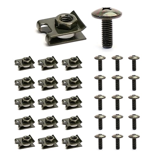 Minho 15Pcs U-Shaped Fasteners with M6 Screw Hole in Carbon Steel Material Applied to Car Hood Fenders Bumper License Plat.15Pcs U Tape Nut Clip Set - style: M6 Screw+U Tape Clips 15PCS