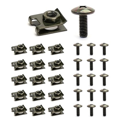 Minho 15Pcs U-Shaped Fasteners with M6 Screw Hole in Carbon Steel Material Applied to Car Hood Fenders Bumper License Plat.15Pcs U Tape Nut Clip Set - style: M6 Screw+U Tape Clips 15PCS