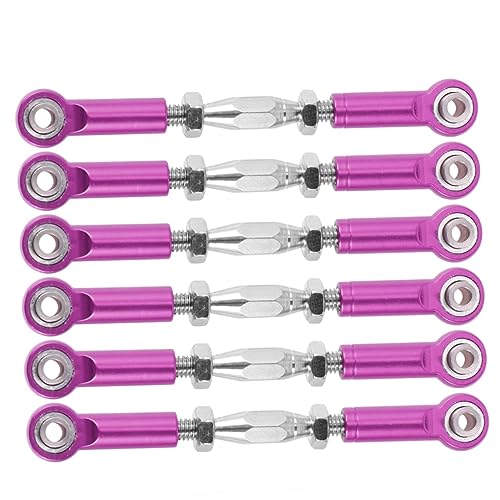 Vaguelly 6pcs Rc Car Rod Linkage Upgrade Kit Aluminum Turnbuckle Rods Easy Installation for Scale Vehicles - color: Purple