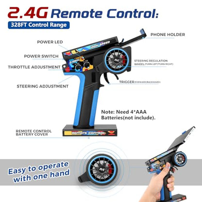 CKYSCHN WLtoys 124017(V2) Fast RC Car, 1/12 Brushless RC Cars, 75km/h 4x4 Hobby RC Buggy Cars with Independent ESC for Adults, Fast Remote Control Truck Car with 2 Battery
