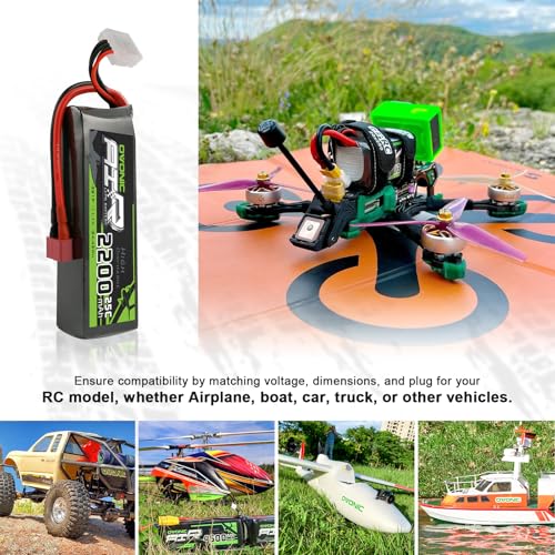 OVONIC 3S Lipo Battery 25C 2200mAh 11.1V Lipo Battery with Dean-Style T Connector for RC Airplane Helicopter Quadcopter RC Car Truck Boat(2 Packs)