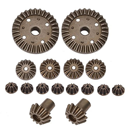 T best 16pcs Metal Gear, Metal Spur Diff Differential Main Gear RC Gear Upgrade Parts Fit for 12428 12423 RC Accessory
