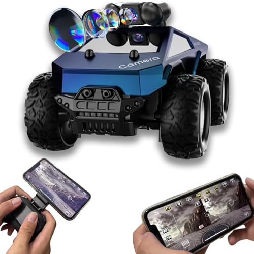 Remote Control Car, 1/28 RC Monster Truck Toys with 720P HD FPV Camera, High Speed All-Terrain Racing Vehicle with Blinking Body Lights for Adults, Kids, Boys, Dual Control Modes