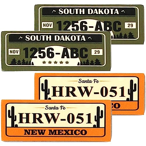 4PCS HIRCQOO Metal RC Car License Plate Kit Decorations Accessories Compatible with Traxxas TRX-4 Tamiya CC01 Axial SCX10 D90 1/10 RC Crawler Car (1256ABC+HRW051) - style: 1256ABC+HRW051