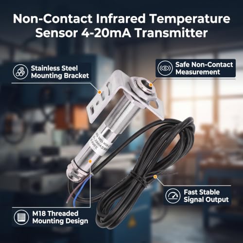 High Temperature Sensors Non Touch Infrared Temperature Sensors 4-20mA Transmitter 10-30VDC (0~500℃) - size: 0~500℃