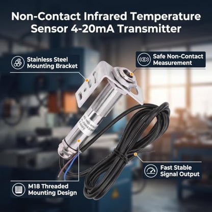 High Temperature Sensors Non Touch Infrared Temperature Sensors 4-20mA Transmitter 10-30VDC (0~500℃) - size: 0~500℃