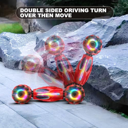 Gesture RC Car,1:18 4WD Transform Off-Road Stunt Car with Gesture & Remote Control, 360° Flips Drift Vehicle with LED Lights Music, All Terrain Toy Cars Gifts for Boys Girls Age 6-12 - style: 1:18 Red