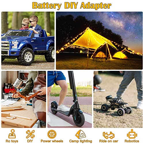 2 Pack Power Wheel Adapter for Dewalt 20V Battery Adapter with Switch, Fuse & Wire Terminals, 12AWG Wire, Power Wheel Battery Converter for DIY Ride On Truck, RC Car Toys and Robotics - size: 2 Pack-