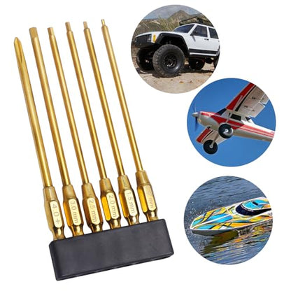 HobbyPark Hex Head Allen Wrench Drill Bit Set 1.27mm 1.5mm 2.0mm 2.5mm 3.0mm & Phillips Bit for RC Car Hobby Tool Kit Repair Tools (6-Pack)