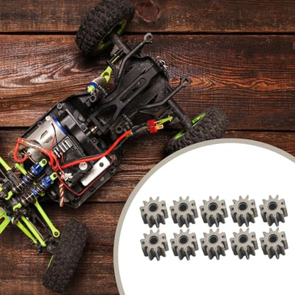 10Pcs RC Motor Pinion Gear Set, Metal 10T Replacement for 1/12 MN99S2 MN78 MN82 MN168 Crawler Truck Upgrade Parts
