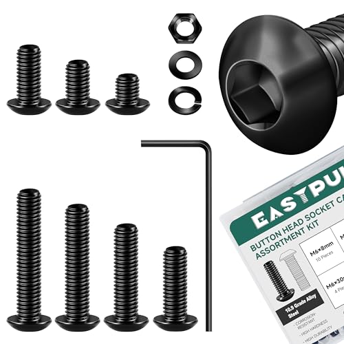 159Pcs M6 Machine Screw Assortment Kit, M6 x 8/12/16/20/25/30/35mm Grade 10.9 Carbon Steel Button Head Socket Cap Bolts and Nuts Kit with Lock & Flat Washers, Black Metric Bolt Kit - color: (Black) Button Head, size: 159Pcs M6-1.0