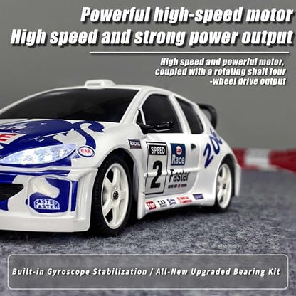 LDRC 2802PRO 1/28 Mini RC Drift Car GTR 2.4GHz 4WD RTR with Gyro and 4PCS Drift Tires Racing Radio Control Cars (White) - color: 2802-white