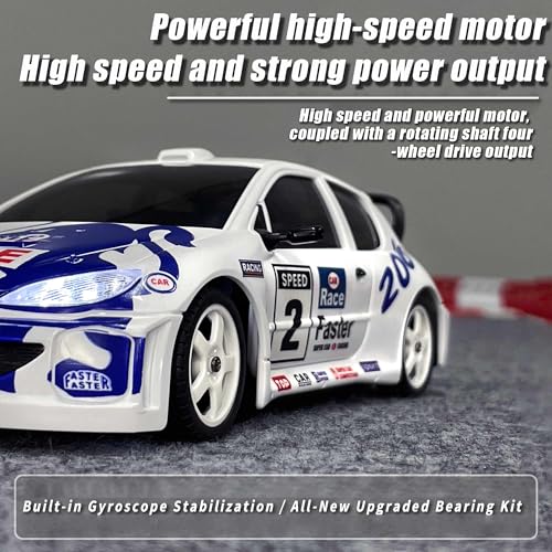 LDRC 2802PRO 1/28 Mini RC Drift Car GTR 2.4GHz 4WD RTR with Gyro and 4PCS Drift Tires Racing Radio Control Cars (White) - color: 2802-white
