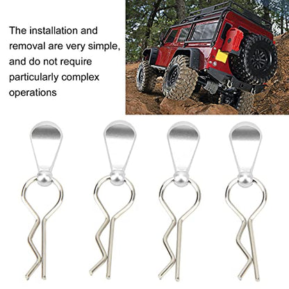 4Pcs RC Car Body Clips with Pull Tabs, Stainless Steel Universal Car Clips for 1 8 1 10 Remote Control Car Upgrade Parts (Silver) - color: Silver