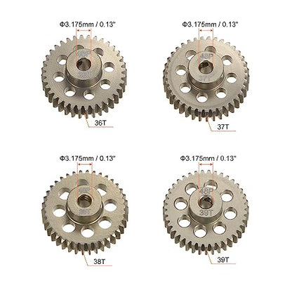 HARFINGTON 48P Hardened Pinion Motor Gear Set 4pcs 36T 37T 38T 39T Fit 1/8 inch RC Motor Shaft 48 Pitch 7075 Aluminum Gears for RC Car, with Hex Key - style: 36T 37T 38T 39T