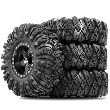 STMU Negative Offset 10.4mm 1.9 Beadlock Wheel Rims Aluminum and 1.9 RC Crawler Tires 4.33 Inch OD Foam Inserts for Traxxas TRX4 Axial SCX10 SCX10 II III RBX10 Redcat Gen 8 (Black) - color: Black