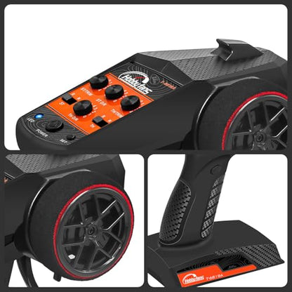 RC Radio System 4CH 2.4G RC Transmitter with Receiver and Lanyard Anti-Jamming Remote Controller for 1/10 1/12 1/14 1/16 1/18 1/24 RC Car Crawler Boat - color: Black & Orange
