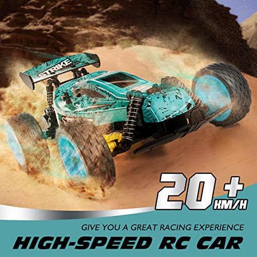 Tecnock RC Cars Remote Control Car for Kids, 1:18 Scale 20 KM/H 2WD Offroad Buggy, 2.4GHz RC Racing Car with USB-C Easy Charging & 50 Mins Playtime, Toys Gifts for Boys & Girls - color: Blue