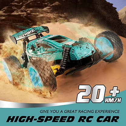 Tecnock RC Cars Remote Control Car for Kids, 1:18 Scale 20 KM/H 2WD Offroad Buggy, 2.4GHz RC Racing Car with USB-C Easy Charging & 50 Mins Playtime, Toys Gifts for Boys & Girls - color: Blue