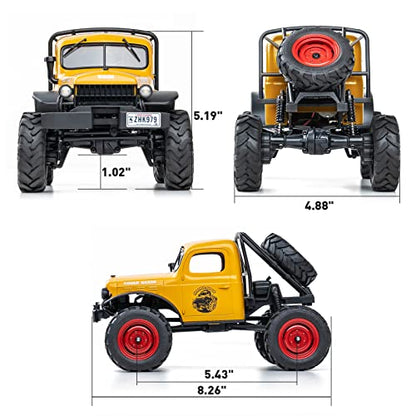 BEEZRC FMS 1/24 RC Crawler FCX24S Power Wagon S RTR, 4WD Off-Road Mini Rock Crawler Remote Control Car, 2.4GHz Hobby Grade Electric RC Truck, Hobby rc Crawlers for Adults (Yellow) - color: Yellow
