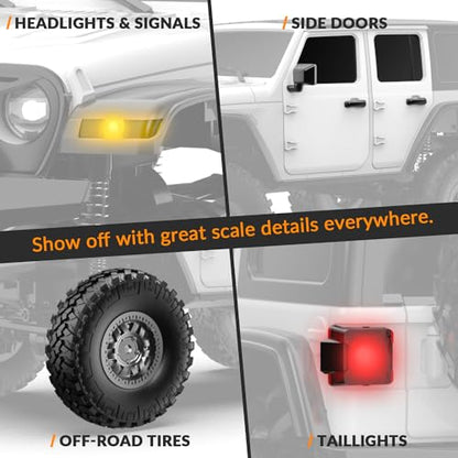 1/24 RC Crawler, 4WD Remote Control Truck for Beginners & Adults | Off-Road Monster Truck, Rock Climbing, LED Light, Waterproof, Hobby Grade, 4 Batteries, White - color: Plain White